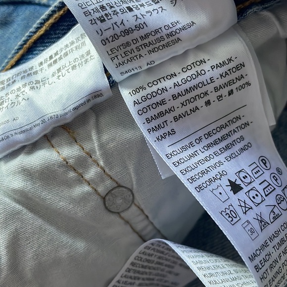 Levi’s 501 distressed denim shorts, size 32, new - Picture 8 of 9